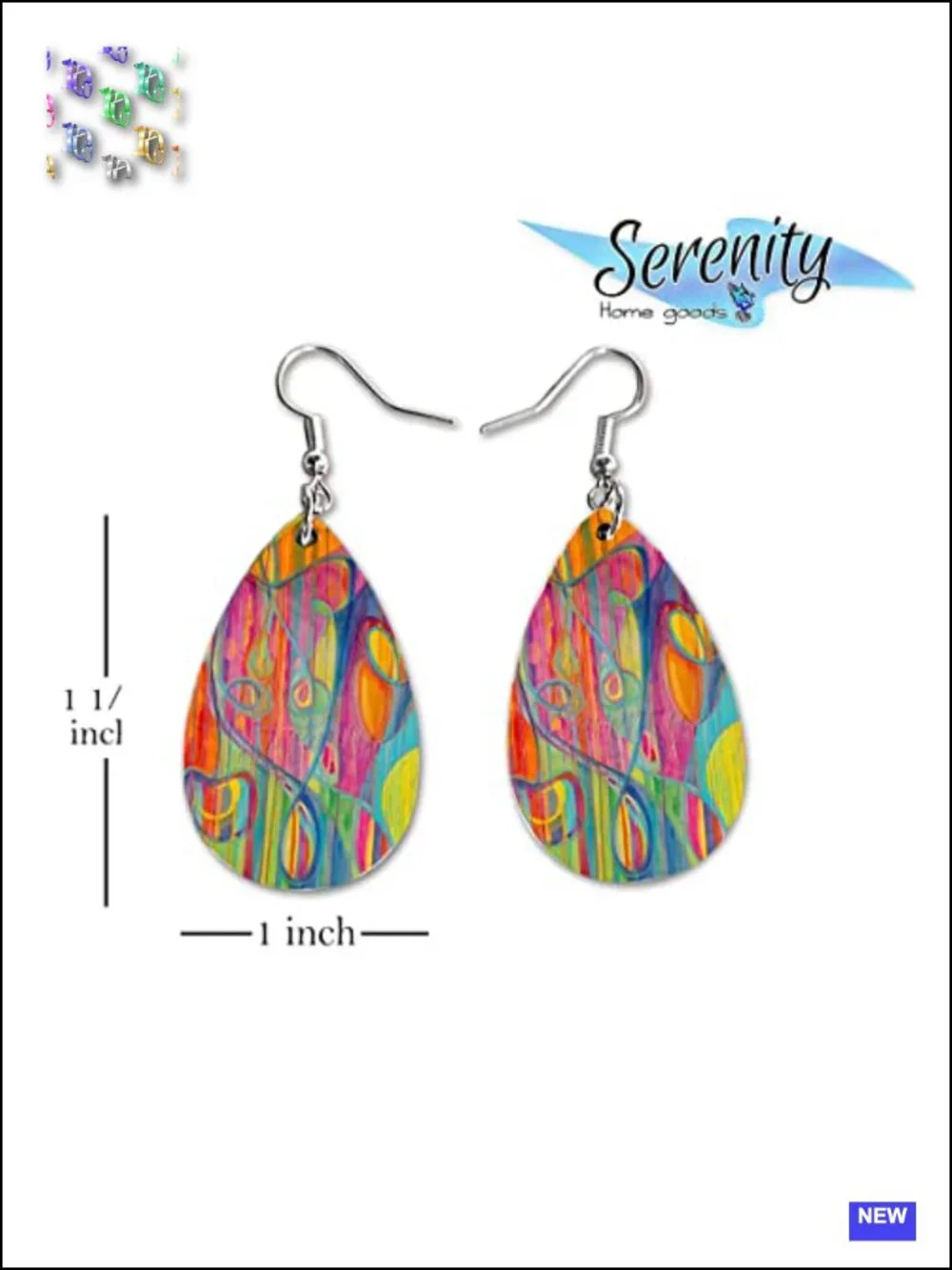Double-Sided American Flag Drop Dangle Earrings MDF Lightweight
